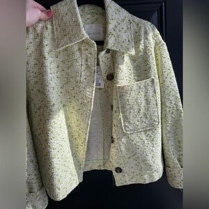 Avec Les Filles Light Green Tweed Button Jacket